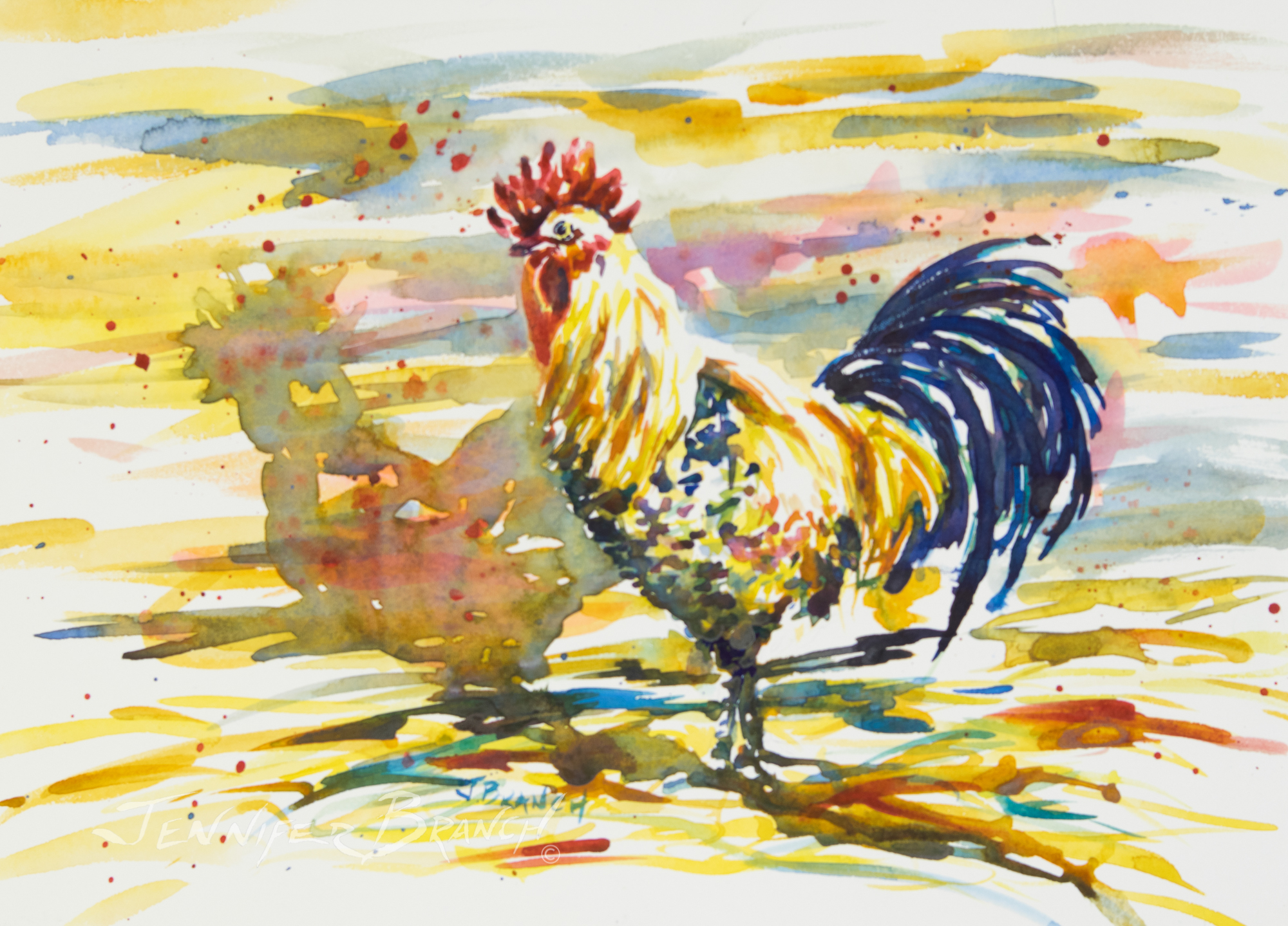 Rooster watercolor painting tutorial