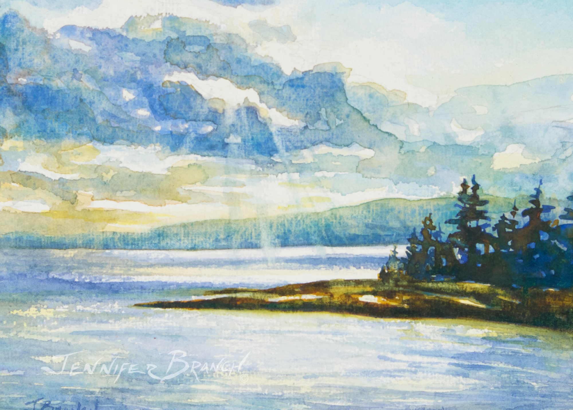 Schoodic, Maine watercolor painting by Jennifer Branch.