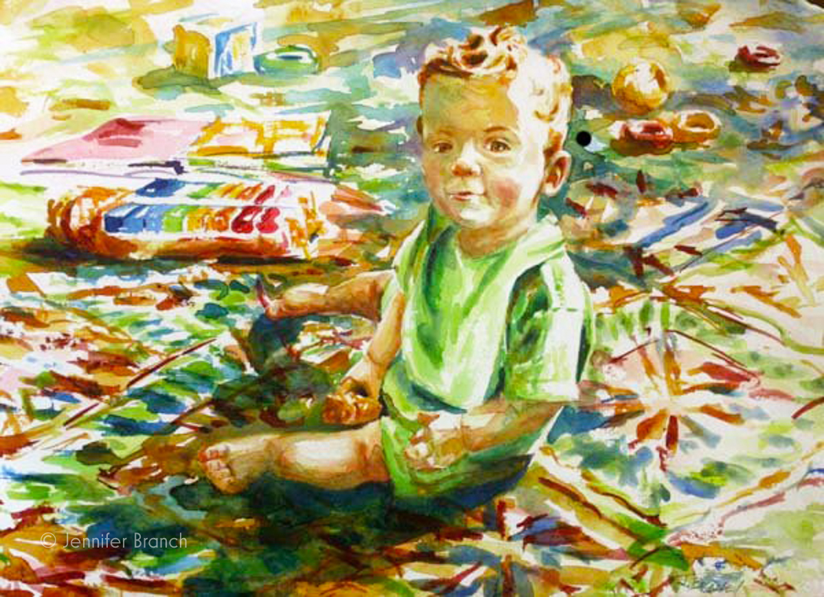 Boy's Portrait on Rug Watercolor Painting tutorial