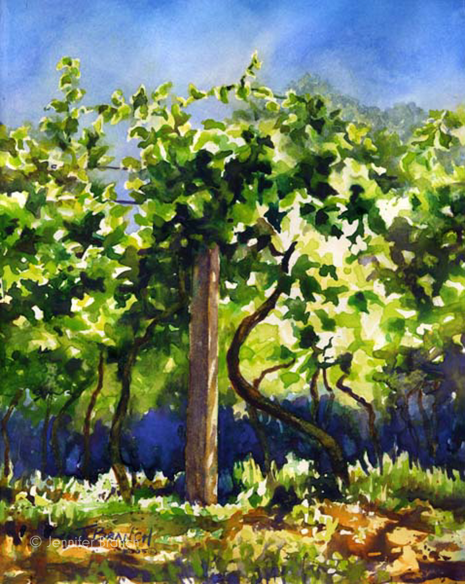 Soave, Italy vineyard painting by Jennifer Branch.