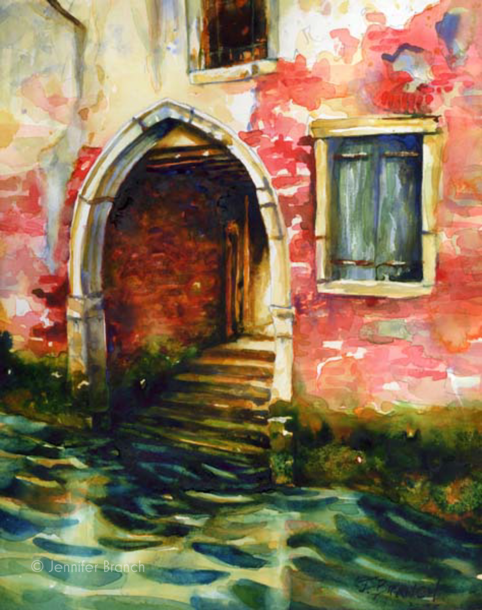 Venice Doorway watercolor painting by Jennifer Branch