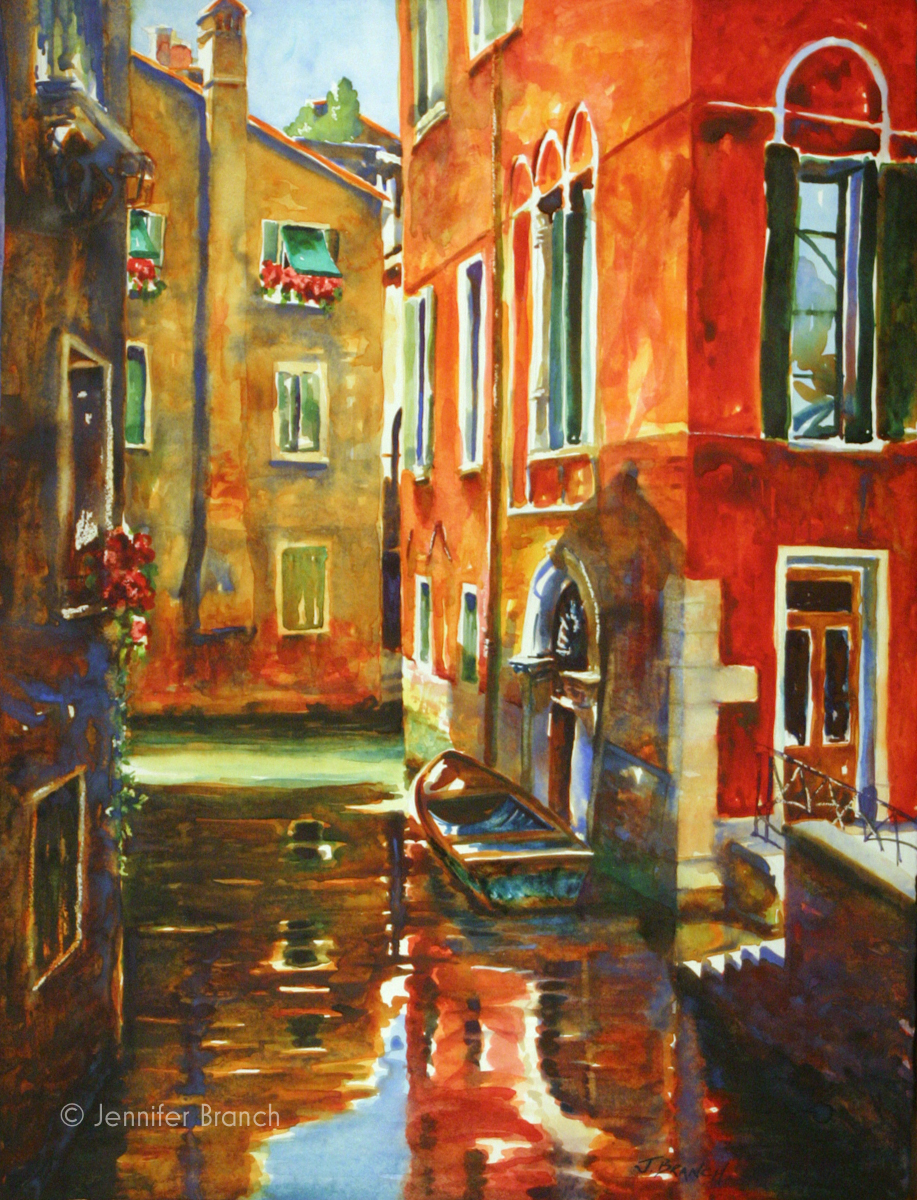 Venice Canal Rio del Mondo Nuovo watercolor painting by Jennifer Branch.